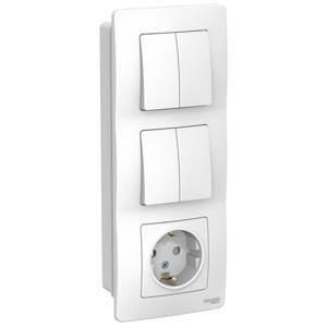 Blanca внутренний блок: розетка с/з+выключатель 2 кл. с подсветкой+выключатель 2 кл.