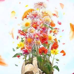 Картина по номерам Paintboy «букет цветов в черепе»