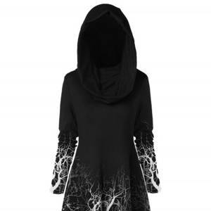 Halloween Tree Print Convertible Collar Asymmetrical Knitwear