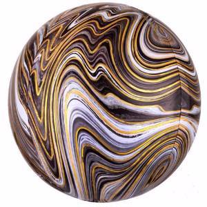 Фольгированные шары сфера 3d, чёрный мрамор, 16"/41 см, 1 шт
